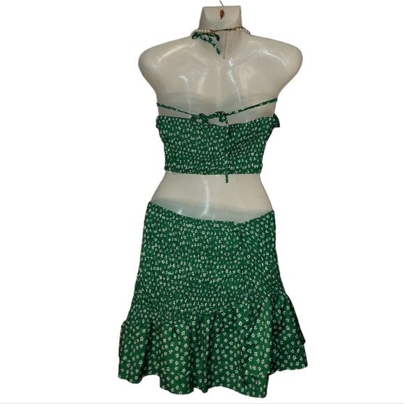 Set: Floral Print Drawstring Camisole Top + A-Line Skirt - Picture 3 of 11